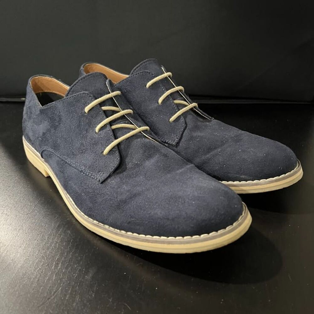 H&M Men’s Blue Faux Suede Lace-up Dress Derby Shoes Size 44/10.5